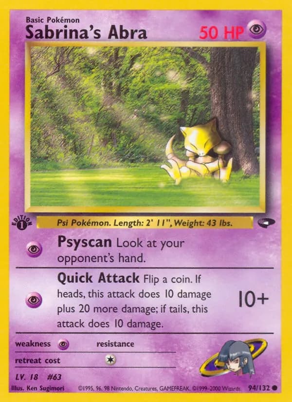 Sabrina's Abra 94/132, Gym Challenge