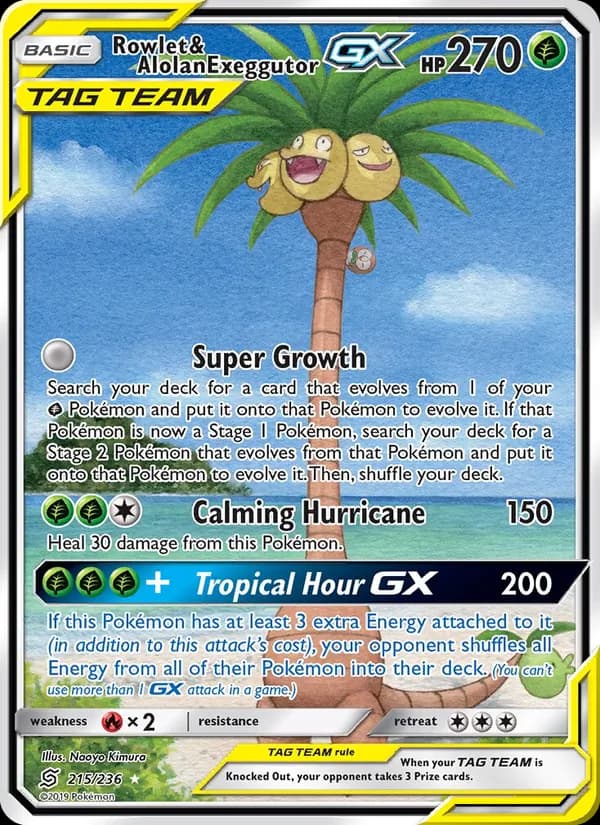 Rowlet & Alolan Exeggutor GX 215/236