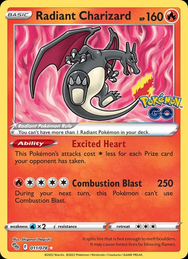 Radiant Charizard 011/78, Pokémon GO