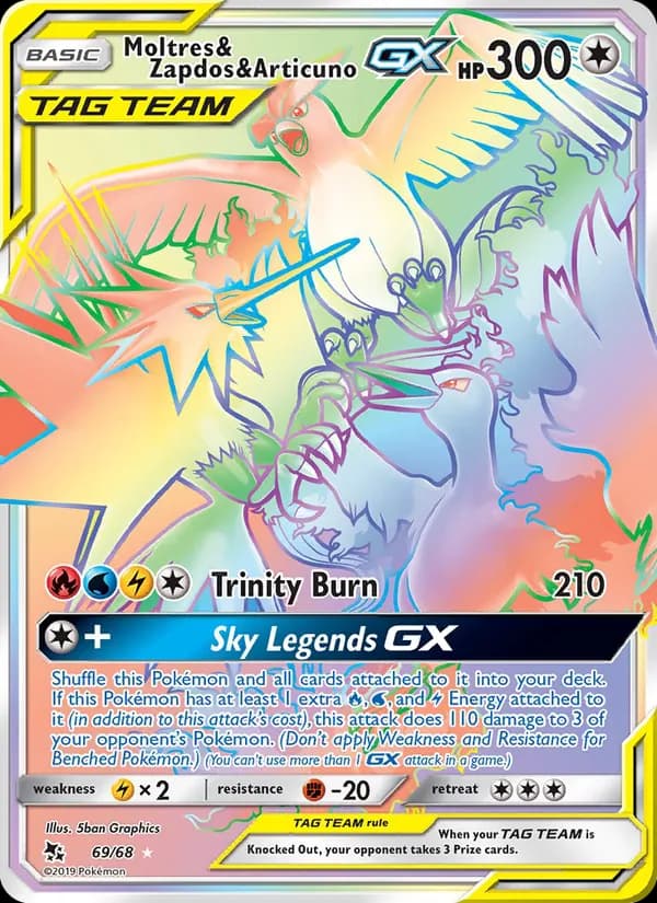 Moltres & Zapdos & Articuno GX 69/68, Hidden Fates
