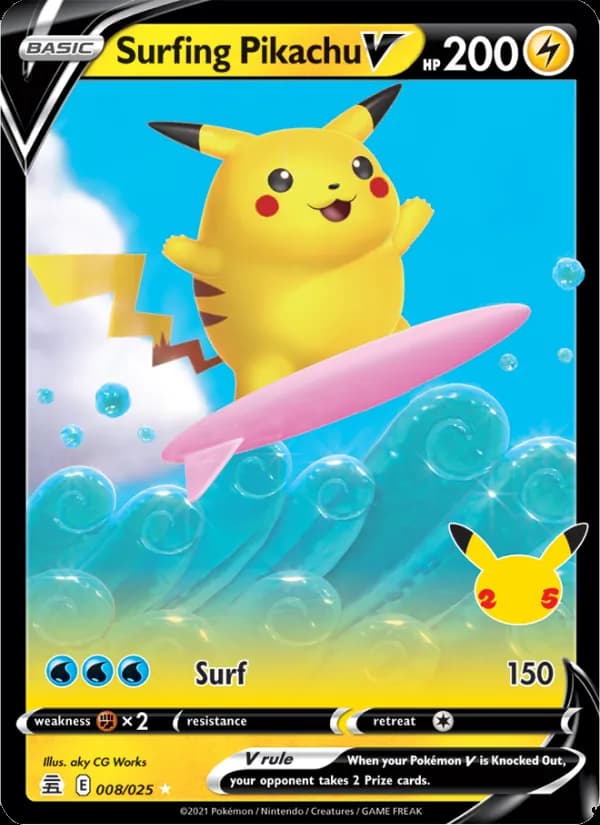 Surfing Pikachu V 8/25, Celebrations